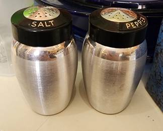 Vintage Kromex Spun Aluminum Retro MCM Salt & Pepper Shakers