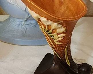 Vintage Roseville Freesia Brown Cornucopia Vase Roseville Pottery 1945 Vase