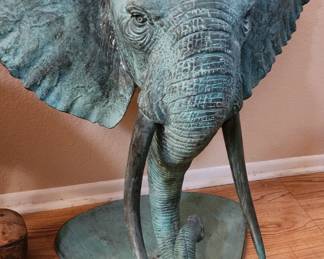 1970's Large Heavy Bronze Elephant Sculpture