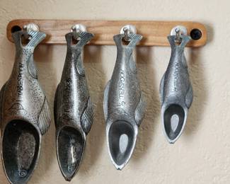 Old World Fish Measuring Spoon Set & Wall Rack Fishing