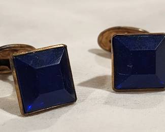 Vintage Navy Blue & Rose Gold Cufflinks