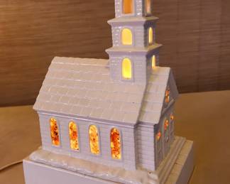 Lit White Ceramic Church