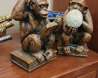 Mid Century Chalkware Monkey Sculptures