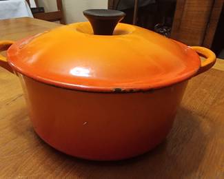 Le Creuset France Flame Orange Enameled Cast Iron Lidded Dutch Oven