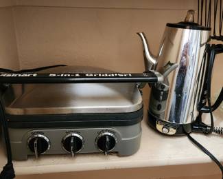 Cuisinart Griddler Gourmet 5 functions & Vintage General Electric Immersible Automatic Percolator