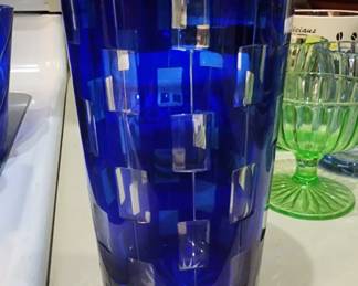 Vintage Cobalt Blue Cut to Clear Glass