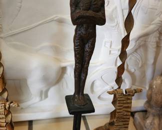 Mid-Century Modern Blacked Bronze Man Sculpture