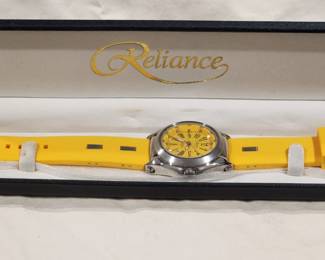 Yellow Croton Reliance Watch High Polished Stainless Steel with Silicone Strap