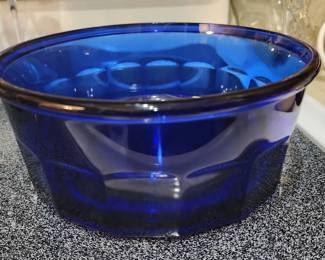 Vintage Large Cobalt Blue Glass Bowl /Casserole Dish - Made in France
