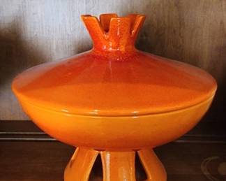 Vintage Royal Haeger Covered Candy Dish Mandarin Orange Mid Century Modern 60s