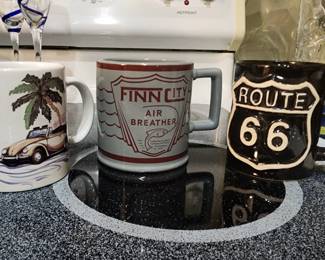 VW Bug Convertible, Fishs Eddy & West Elm Finn City, & Route 66 Mugs