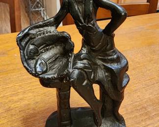 Bronze Young Girl Fish Basket Belly Crop Top Statue