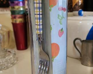 Vintage Pier One Stainless Steel Flatware Multicolor Weave