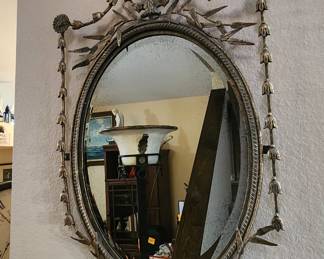 French Style Barbola & Urn Beveled Mirror