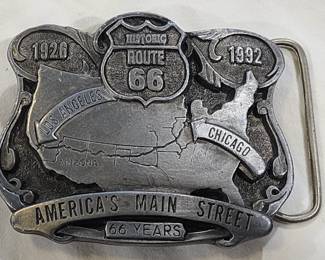 Route 66 America's Main Street Pewter Belt Buckle