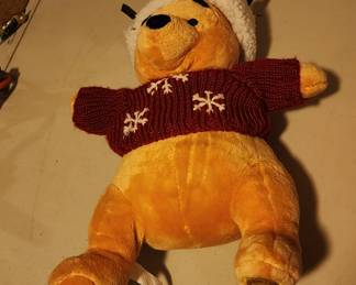 Disney Store Winnie The Pooh Exclusive Holiday Christmas with Sweater & Hat