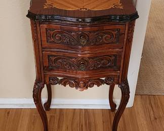  French Carved  Occasional Table with Inlaid Top 