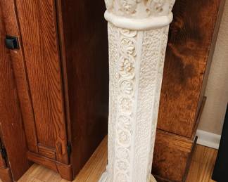 Vtg Greek Carved Column Pillar Pedestal