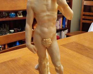 Vintage A Santini Michelangelo's David Sculpture With Fig Leaf