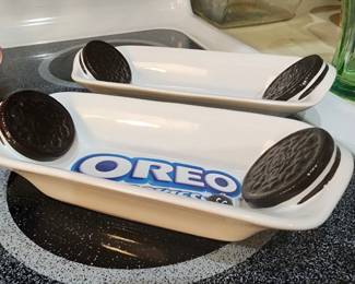 Oreo Cookie Ceramic Banana Split Ice Cream Dessert Trays Set Of 2