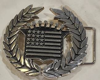 Cadillac Emblem Olive Branch and Flag Belt Buckle