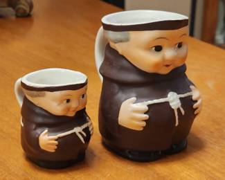 Vintage Goebel Friar Tuck Monk Creamer, Small & larger pitcher
