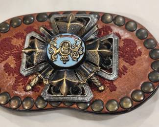 DIESEL Cross on Leather Belt Buckle Made in Italy