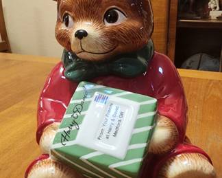 2010 LE Cubby Bear Christmas Cookie Jar from Harry & David Delivery Postman Bear