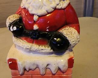 Chalkware Santa in Chimney Bank 1930's 1940's