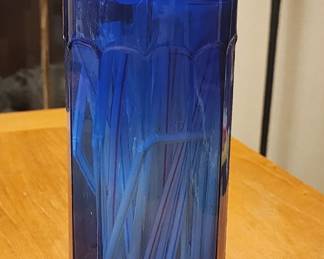 Cobalt Blue Glass Retro Soda Fountain Straw Dispenser Salon Comb Holder