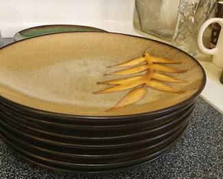 Vintage Lot 7 Ucagco Wild Rice 6.5" Stone Ware Bread Plates Japan