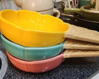 vintage Rosenthal Netter ice cream cone dishes pink, yellow, blue