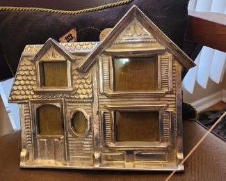 Vintage 1960’s Peruvian Pewter Victorian House Picture Frame 13” X 10.25” 5 Pics