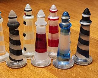 Spun Glass Mini Lighthouses Set of 7