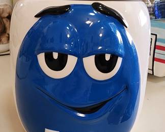 M&M's Ceramic Candy Cookie Jar with Lid Canister BLUE Galerie 2003