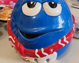 M&M Blue Ceramic Winter Christmas Candy/Cookie Dish
