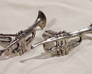 Silver Tone Trumpet Cufflinks