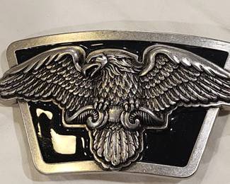 Eagle Metal Belt Buckle silver tone & black enamel