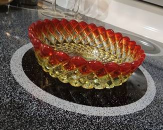 Amberina Glass Bowl Candy Dish 6.5"