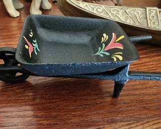Vintage Miniature Iron Wheelbarrow Collectible