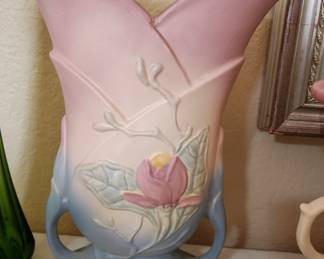 Pink & Blue Hull Art Pottery USA Floral Magnolia