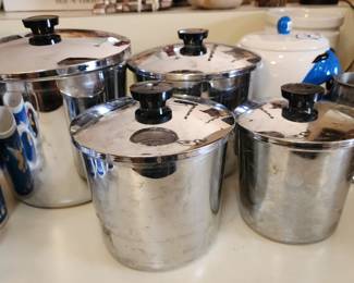 1950s Everedy 8pc Chrome Canister Set