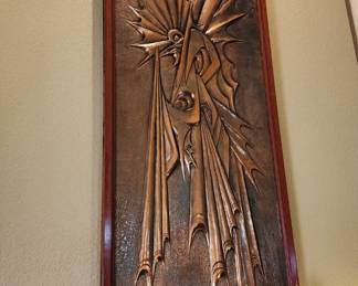 Beautiful Large Vintage Hammered Copper Wall Art