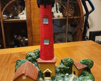 Large Cast Iron Light House Door Stop Unique