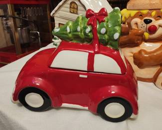 Christmas Cookie Jar Christmas Tree On A Red VW Beetle