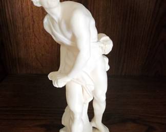 A. Santini David and Goliath with Sling Sculpture Made in Italy