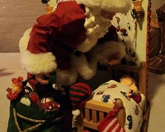 Santa Delivers Gifts, Kirkland Signature Fabric Mache Santa, Santa Child's Room Delivering Gifts Christmas Eve, Sleeping Child and Santa