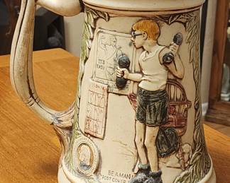 Vintage Norman Rockwell Collectable Stein by Hobo Post Cover Beaman Post Cover