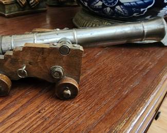 Dikar Spain .45 Caliber Black Powder Signal Cannon Miniature. Mounted on four wheel wood carriage.
