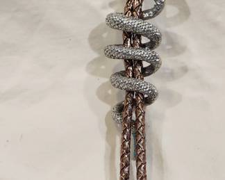 Silver Rattlesnake with Turquoise Enamel Western Bolo Tie